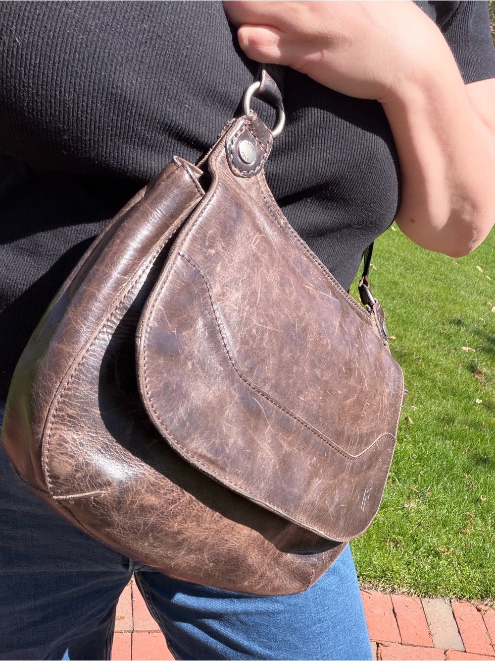 Frye Melissa Saddle Bag Brown Leather Crossbody Shoulder Bag Boho Western - Picture 12 of 15